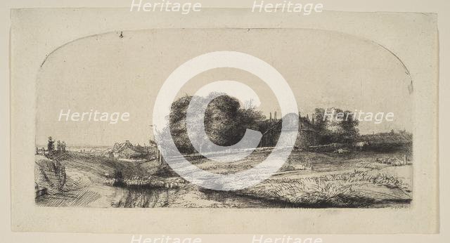 Landscape with a Hay Barn and a Flock of Sheep, 1652. Creator: Rembrandt Harmensz van Rijn.