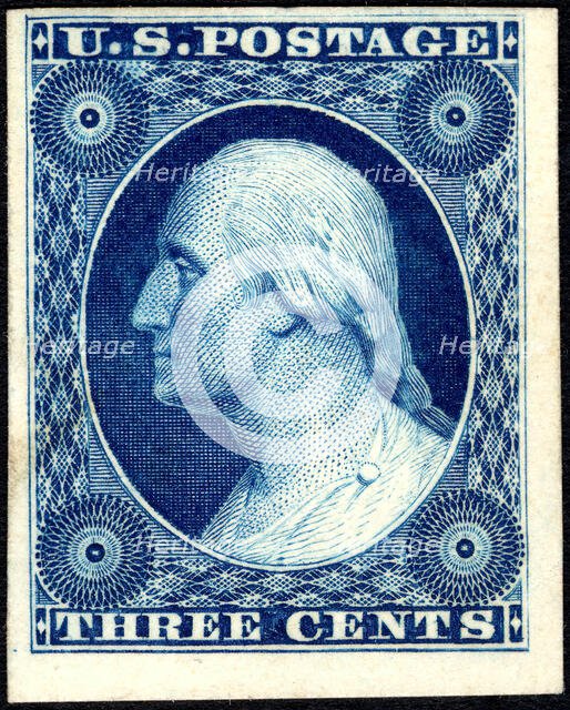 3c Washington trial color card proof, 1881. Creator: American Bank Note Company.