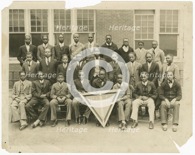 A group portrait of young men from the High School YMCA Group in Tulsa, Oklahoma, ca. 1930. Creator: Unknown.