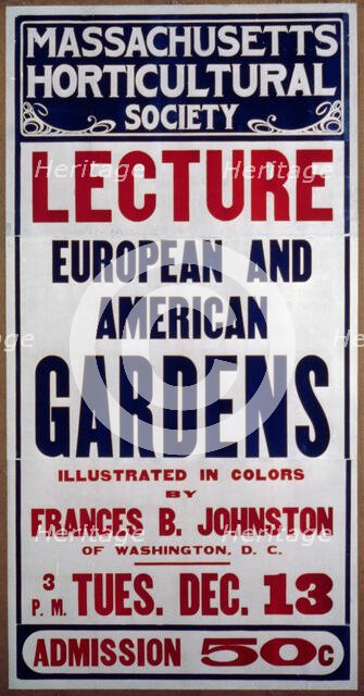 Lecture, European and American Gardens...by Frances Benjamin Johnston, (1927?). Creator: Frances Benjamin Johnston.