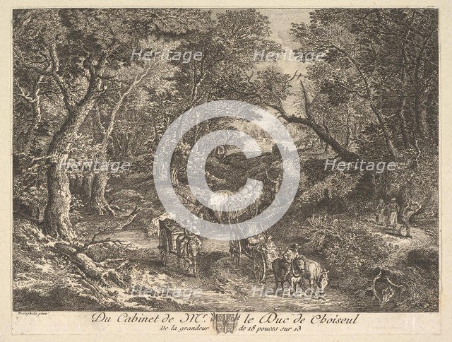 Carts on a Path through the Woods after a painting in the collection of the Duc de Choiseul, 1771. Creator: Unknown.