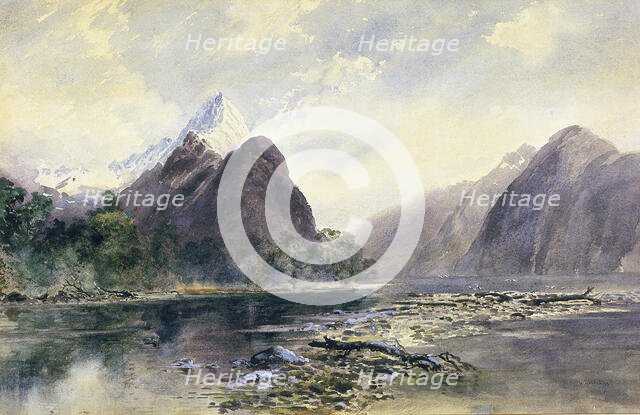 Mitre Peak, Milford Sound, 1880s. Creator: William Mathew Hodgkins.