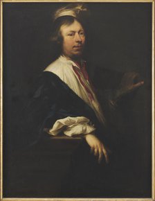 Self-portrait with red ribbon. Creator: Adler, Salomon (1630-1709).