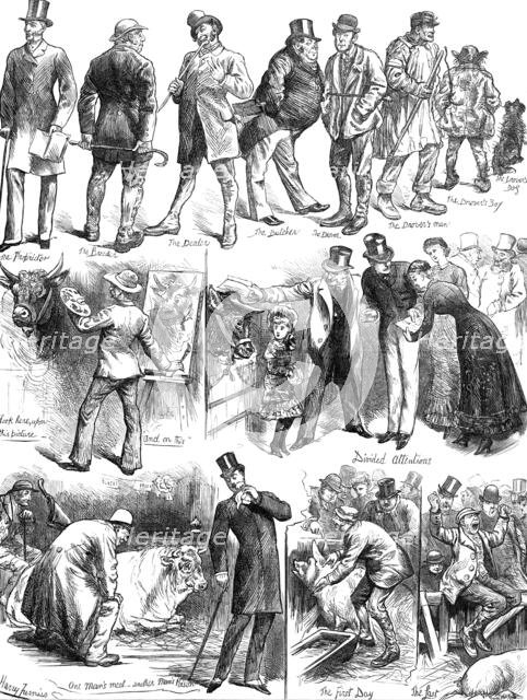 Sketches at the Smithfield Club Cattle Show, 1881. Creator: Unknown.