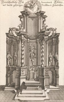 Design for a Monumental Altar, Plate g from 'Unterschiedliche Neu Inventier..., Printed ca. 1750-56. Creator: Johann Michael Leüchte.