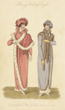 Fashion Plate (Morning Walking Dresses), 1808. Creator: John Bell.