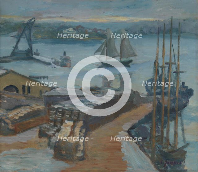 Rainy atmosphere in the harbour, 1920-1925. Creator: Emil Jankes.