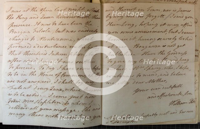 Letter from William Pitt, 1770s. Creator: William Pitt the Younger.