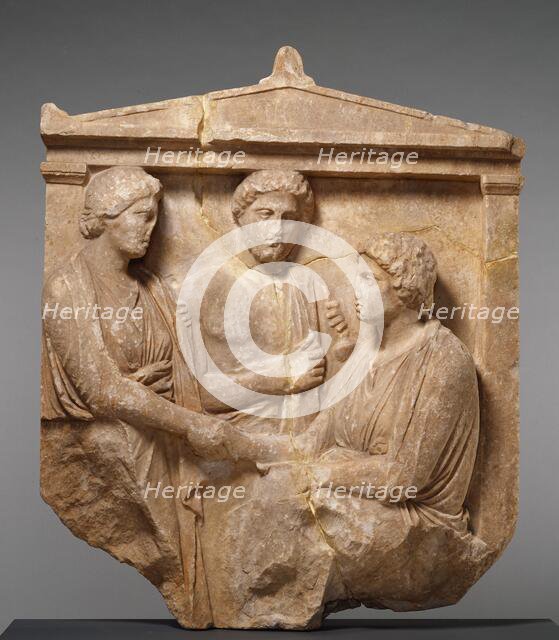 Grave Naiskos of Theogenis with her Mother, Nikomache, and her Brother Nikodemos, about 360 BC. Creator: Unknown.