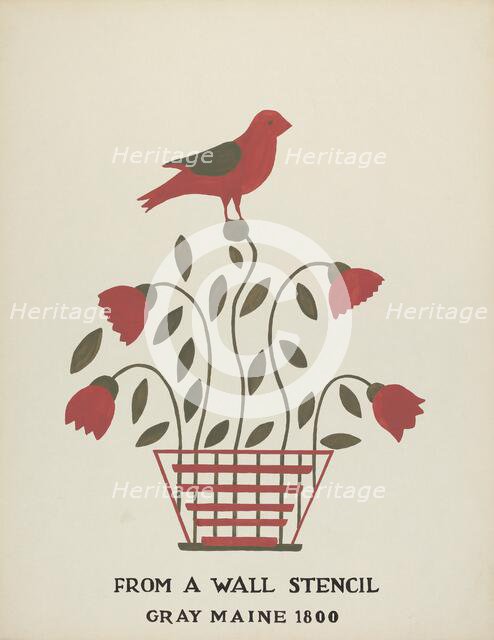 Design from Gray, Maine 1800 (no. 2): From Proposed Portfolio "Maine Wall Stencils", 1935/1942. Creator: Mildred E Bent.