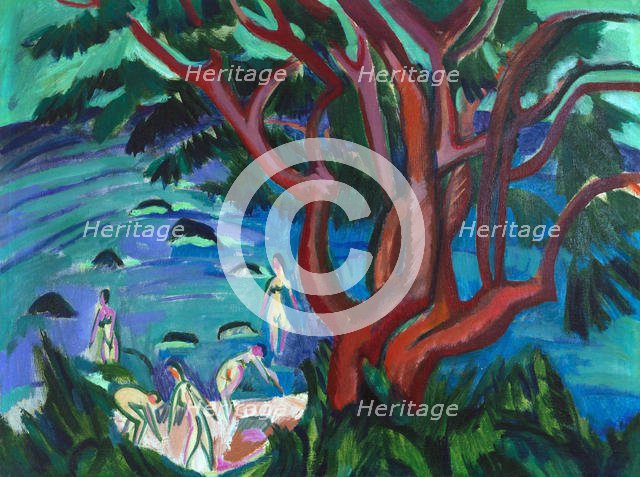 Red tree at the beach, 1913. Creator: Kirchner, Ernst Ludwig (1880-1938).