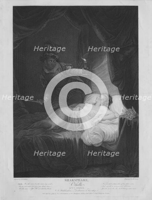 Shakspeare [Shakespeare]; Othello; Act V, Scene II;  A bedchamber; Desdemona in bed asleep., c1799. Creator: William Satchwell Leney.