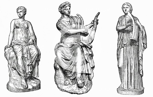 Ancient Greek muses of music and dance. Artist: Unknown