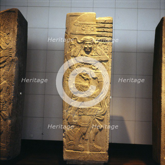 Priest Makes Offering to Mayan Sun God . Artist: Unknown.