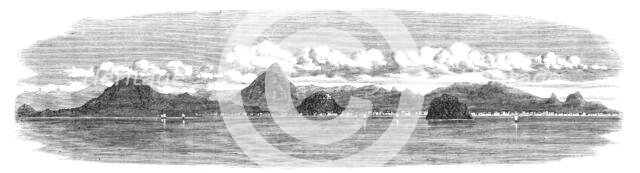 The Inland Sea of Japan: coast of Sikok, with the city of Marungami and castle of the Daimio, 1868. Creator: Unknown.