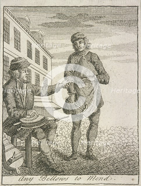 'Any Bellows to Mend', Cries of London, (c1688?). Artist: Anon