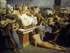 Pheidippides giving word of victory after the Battle of Marathon. Artist: Merson, Luc-Olivier (1846-1920)