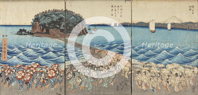 Pilgrimage of Female Entertainers to Enoshima to Pay Homage to Benzaiten, 2nd quarter of 19th cent. Creator: Ando Hiroshige.