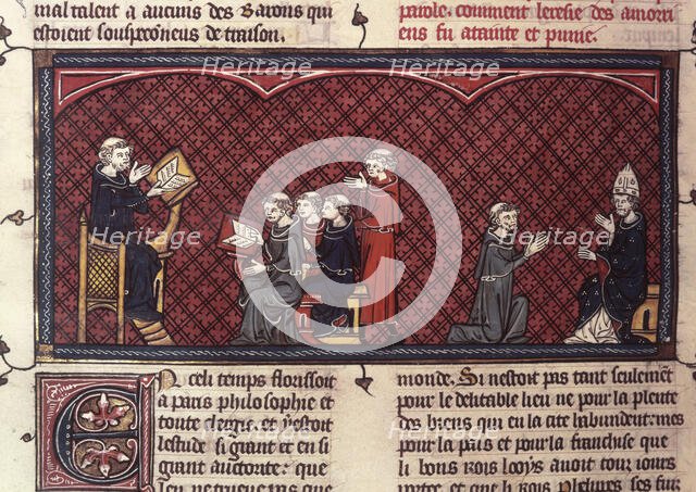 Amalric of Bene lecturing, c1325-c1350. Creator: Unknown.