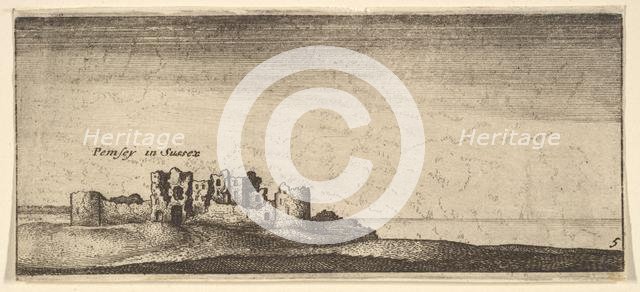 Pevensey Castle, 1652-77. Creator: Wenceslaus Hollar.