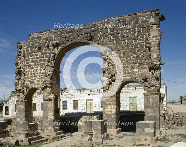 Roman triumphal arch, Bosra, Syria, 3rd century, (2001).  Creator: LTL.