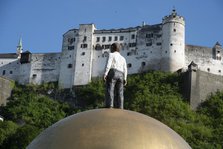 The Man on top of The Golden Ball of the Sphaera, Festung Hohensalzburg, Salzburg, Austria, 2022. Creator: Ethel Davies.