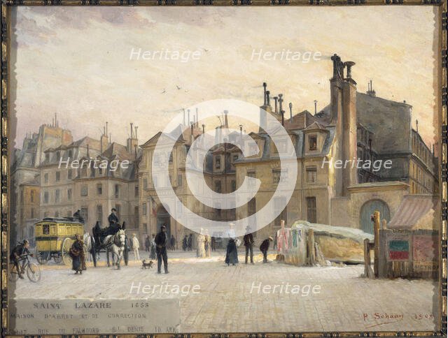 Facade of Saint-Lazare prison, rue du Faubourg Saint-Denis, 1903. Creator: Paul Schaan.