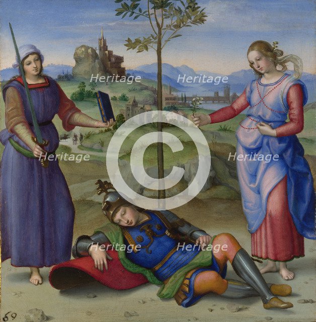 An Allegory (Vision of a Knight), c. 1504. Artist: Raphael (1483-1520)
