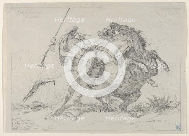 Collision of Moorish Horsemen, 1834., 1834. Creator: Eugene Delacroix.
