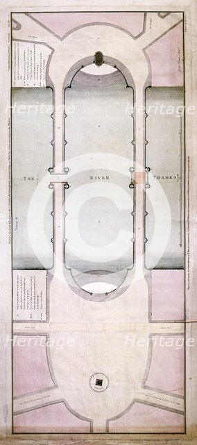 Plan of the old and new London Bridge, 1800. Artist: Anon