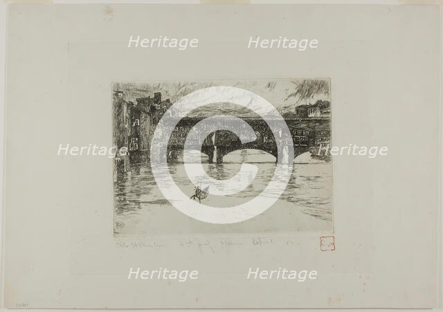 Ponte Vecchio, destroyed plate, 1880. Creator: Otto Henry Bacher.