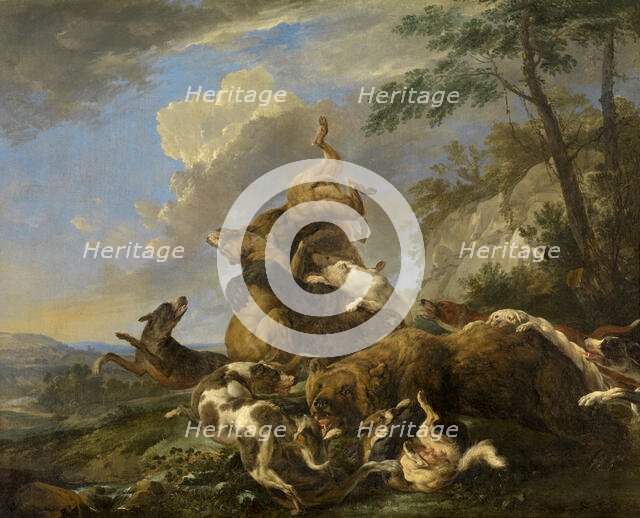 Bear Hunt, mid-late 17th century. Creator: Carl Borromaus Andreas Ruthart.