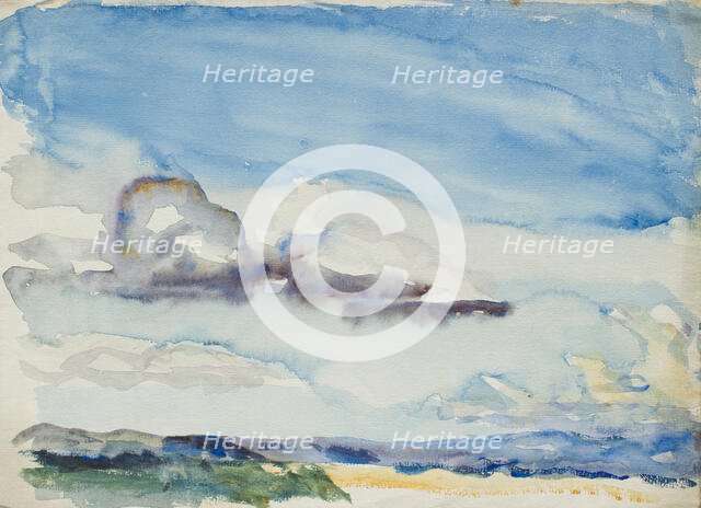 Landscape study with cloudy/sunny sky, c1875-1944. Creator: George Clausen.