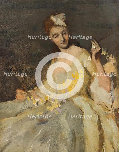 Portrait of a lady in a ball gown, 1899. Creator: Eugene Carriere.