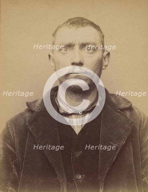 Guéry. Paul, Alphonse. 37 ans, né le 30/6/56 à Laversine (Aisne). Journalier. Anarchiste. ..., 1894. Creator: Alphonse Bertillon.