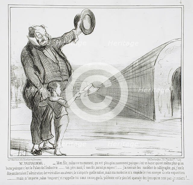 M. Prudhomme - Mon fils, salute ce monument..., 1855. Creator: Honore Daumier.