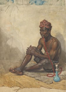 Seated Indian man with hookah, 1870-1923. Creator: Willem Witsen.