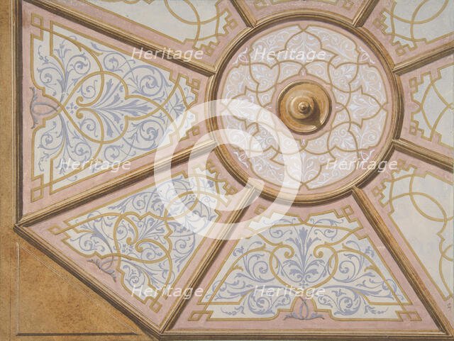 Design for the painted decoration of a ceiling, 1830-97. Creators: Jules-Edmond-Charles Lachaise, Eugène-Pierre Gourdet.