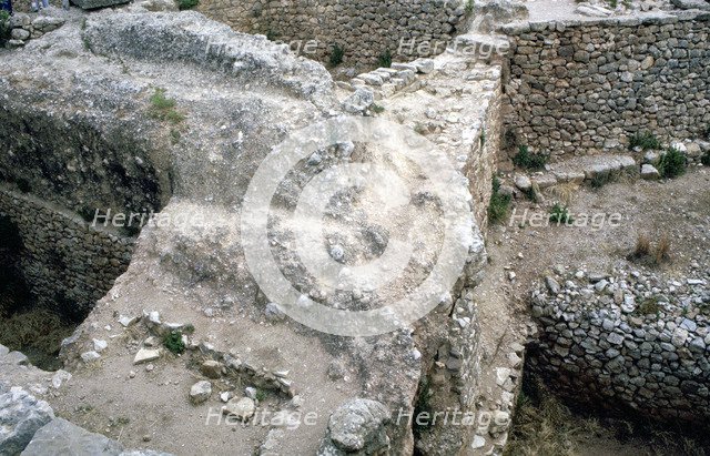 Ruins of the prehistoric Greek city of Mycenae. Artist: Unknown