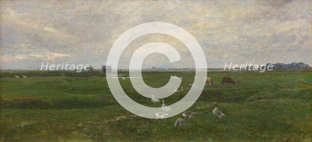 Geese by a Lake. A Storm is Brewing. Dragor, the Island of Amager, 1893. Creator: Viggo Johansen.