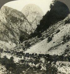 'Rocky Jordalsnut (3620 ft.) from beside the road filled with tourists' carts, Norway', c1905. Creator: Unknown.