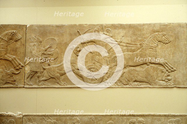 Ashurnasirpal II killing lions, c645 BC-635 BC. Artist: Unknown.