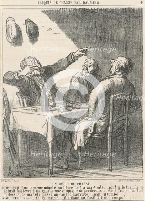 Un récit de chasse, 19th century. Creator: Honore Daumier.