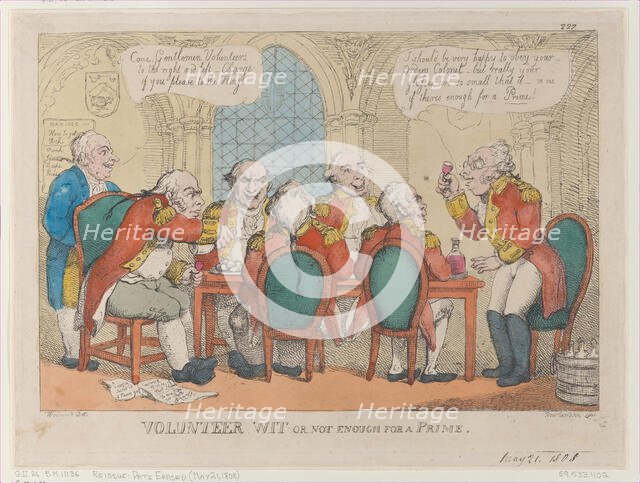 Volunteer Wit or Not Enough for a Prime, May 21, 1808., May 21, 1808. Creator: Thomas Rowlandson.