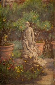 Fountain in a Garden, Cairate, Lombardy, 1875-1877. Creator: Louisa Starr.