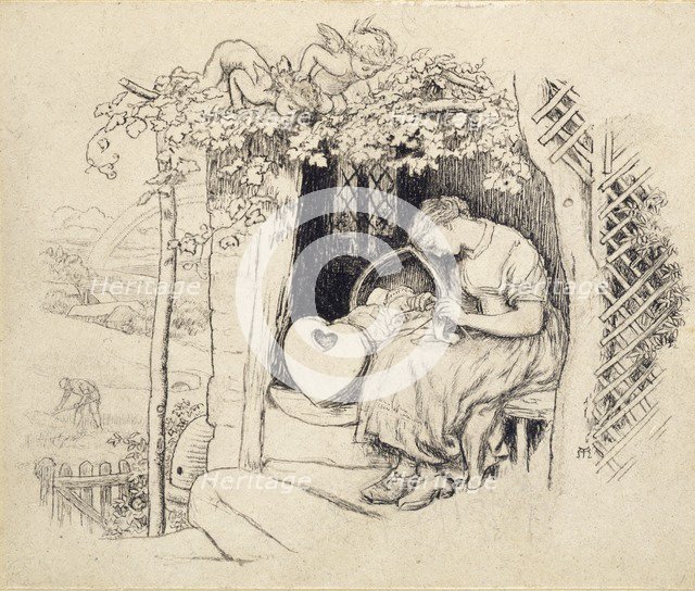 By the Cradle, 1873. Artist: Arthur Hughes.