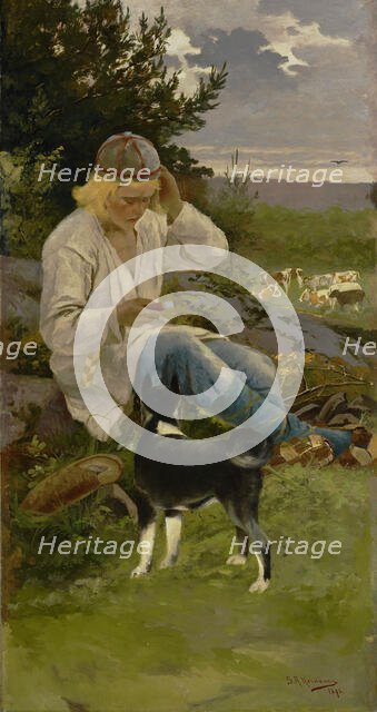 Kullervo with His Herds, 1896. Creator: Sigfrid August Keinanen.