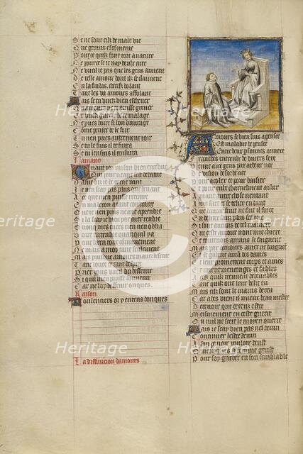 The Personification of Reason Enthroned and Instructing the Lover on Love, about 1405. Creator: Unknown.