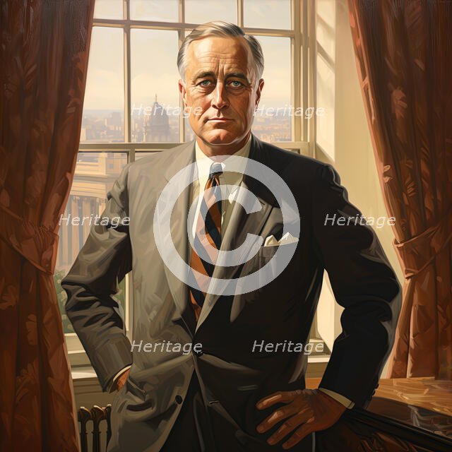 AI IMAGE - Portrait of Franklin D Rosevelt, 1940s, (2023). Creator: Heritage Images.