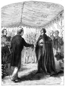Sir Walter Scott presenting the Cross of St Andrew to King George IV, 1822. Artist: Unknown